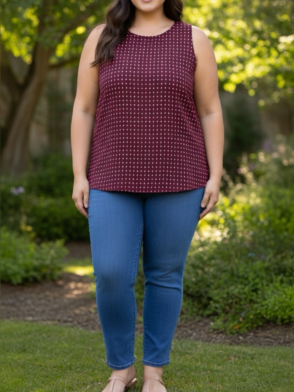 Old Navy maroon pattern sleeveless top Size 4X